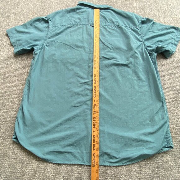 Columbia Shirt Mens XXL Aqua Fishing Omni-Shade Short Sleeve Button-Up Camping - Picture 8 of 12